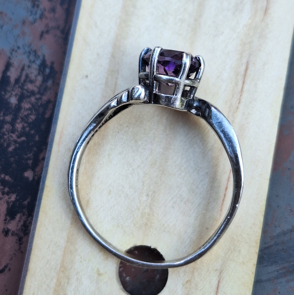 Southwestern Amethyst Ring 'PGR', Retro Style Sz 8 Marked "Sterling" VTG - Picture 5 of 11